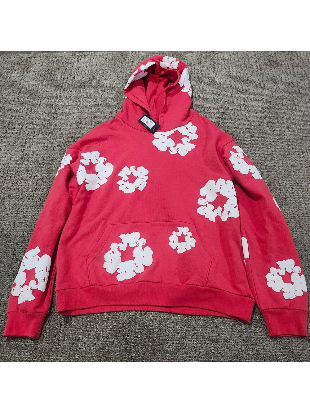 Denim Tears Cotton Wreath Sweatshirt Hoodie XL Red with White Floral Print NWT